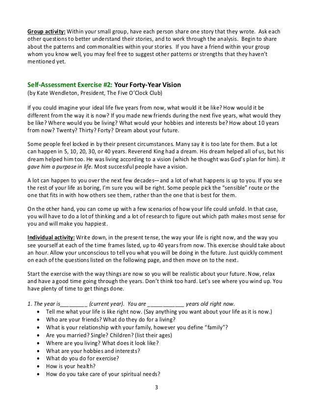 career planning 1 self assessments 2013 where would you like to be in five years