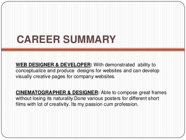 simple career portfolio career summery