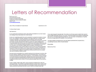 Letters of Recommendation 
 