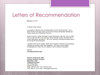 Letters of Recommendation 
 