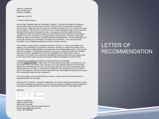 LETTER OF 
RECOMMENDATION 
 
