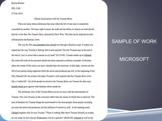 SAMPLE OF WORK 
MICROSOFT 
 