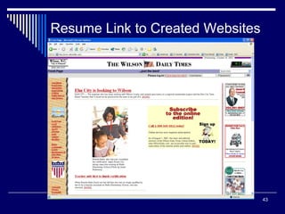 43
Resume Link to Created Websites
 