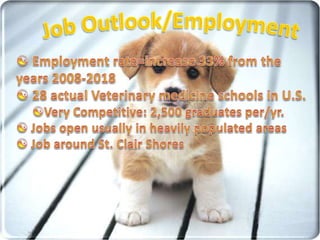 Job Outlook/Employment Employment rate=increase 33% from the years 2008-2018