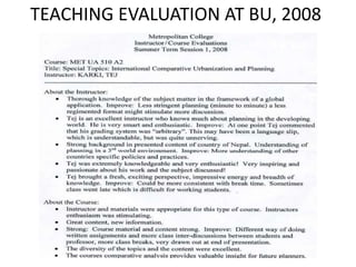 TEACHING EVALUATION AT BU, 2008