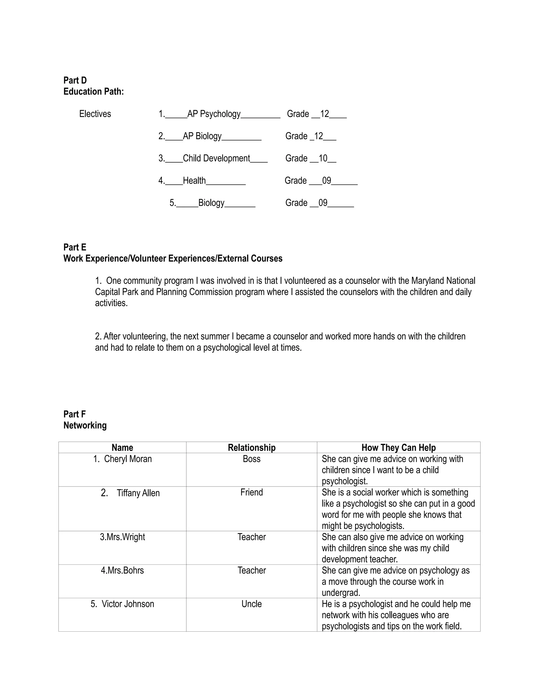 Career research assignment