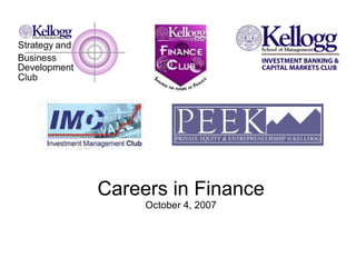 Careers in Finance October 4, 2007 