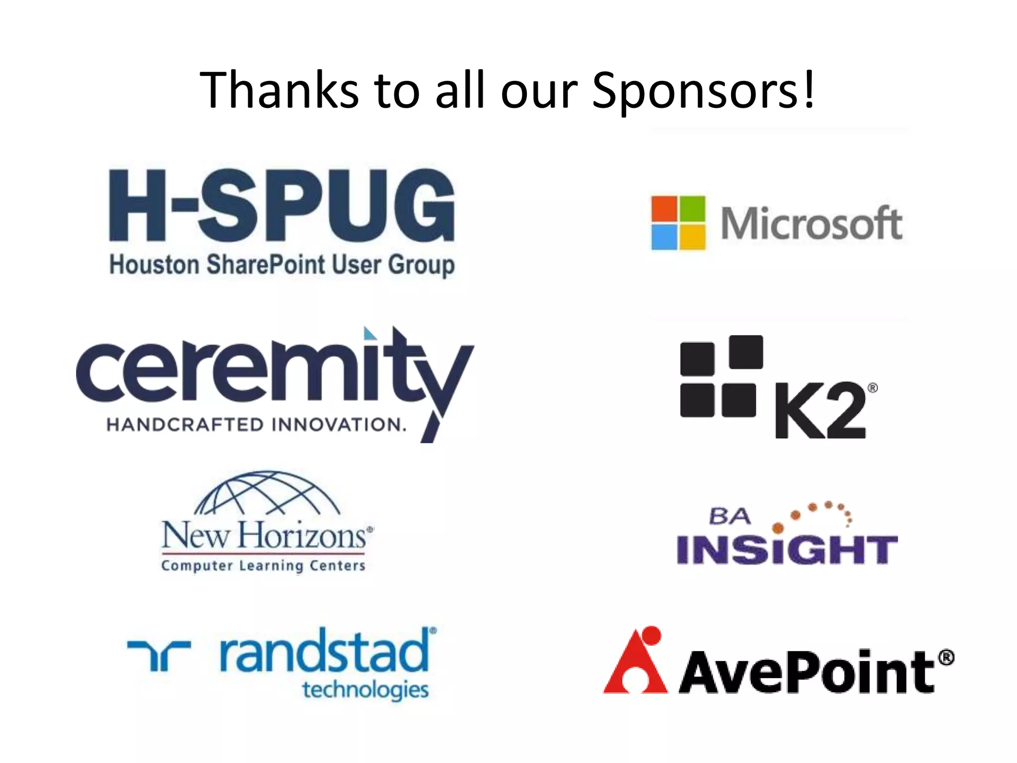 Thanks to all our Sponsors!
 