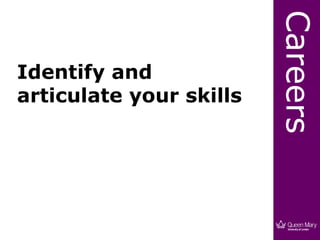 Careers
Identify and
articulate your skills
 