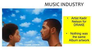 MUSIC INDUSTRY
• Artist Kadir
Nelson for
DRAKE
• Nothing was
the same
Album artwork
 