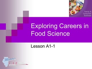 Exploring Careers in
Food Science
Lesson A1-1
 