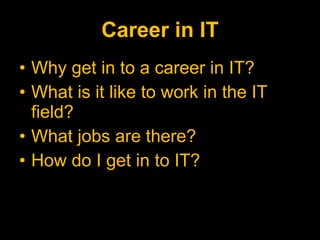 Careers in Information Technology | PPT