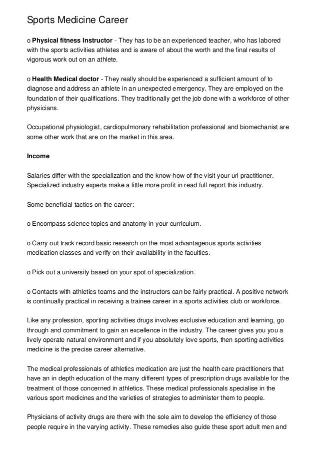 Sports Medicine Career