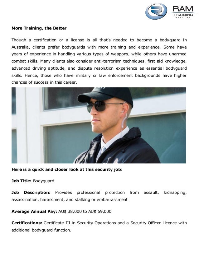 Career Spotlight Quick Facts about Being a Bodyguard