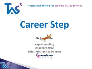Trusted Architecture for Securely Shared Services




Career Step
       expertmeeting
       28 maart 2012
 Dries Pruis en Lex Polman
 