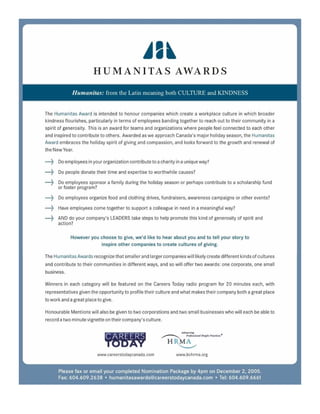 Careers Today Canada presents the first annual Humanitas Awards