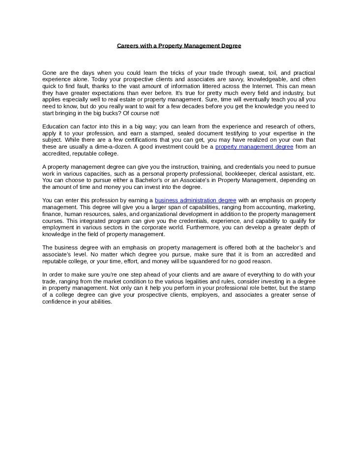 Careers with a Property Management Degree