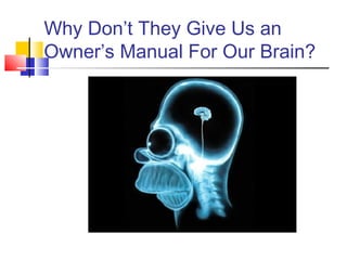 Why Don’t They Give Us an
Owner’s Manual For Our Brain?
 