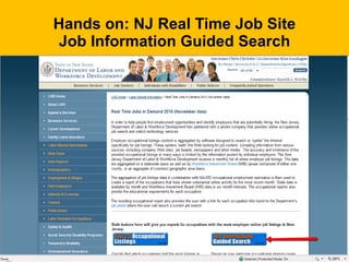Hands on: NJ Real Time Job Site Job Information Guided Search Using the NJ Department of Labor’s Real Time Jobs On Demand Site 