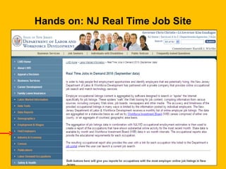 Hands on: NJ Real Time Job Site Using the NJ Department of Labor’s Real Time Jobs On Demand Site 