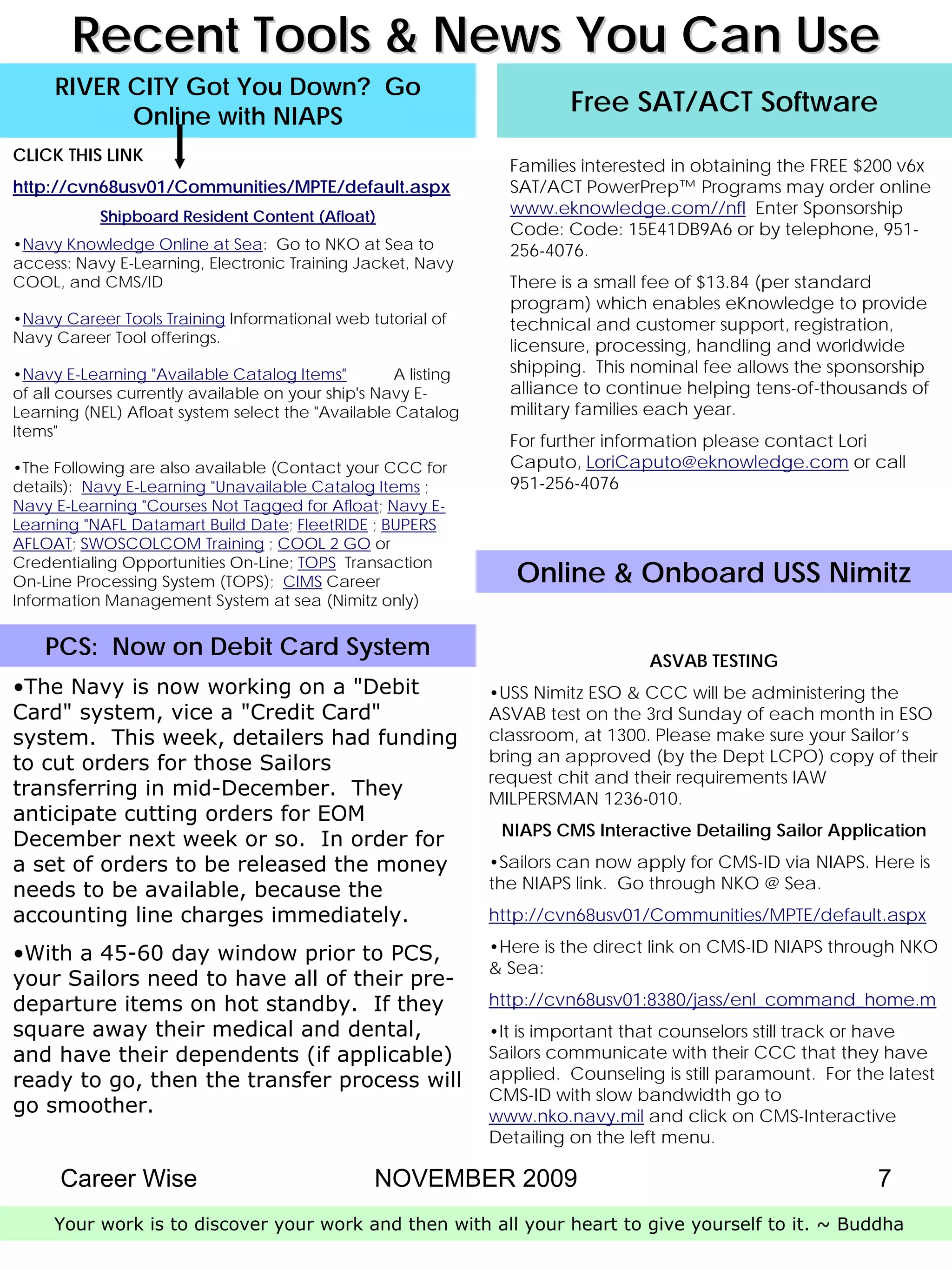 Career wise november 2009 PDF