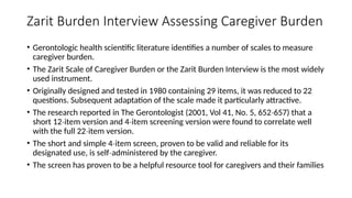 caregiver burden Assessment Scales for health professionals | PPTX