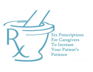 This presentation uses a free template provided by FPPT.com
www.free-power-point-templates.com
Six Prescriptions
For Careg...