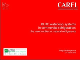 BLDC waterloop systems
in commercial refrigeration:
the new frontier for natural refrigerants
Diego Malimpensa
17th March 2015
 