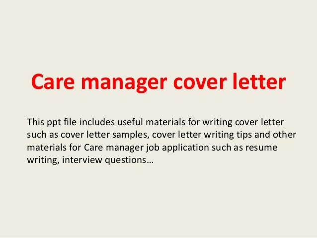 Care Manager Cover Letter