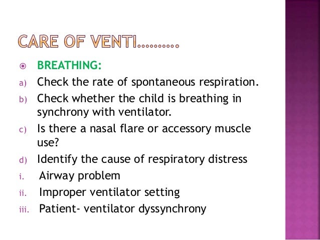 care of baby in ventilator
