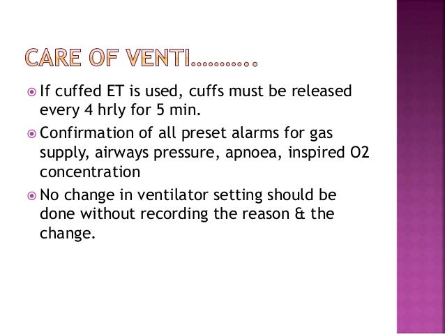 care of baby in ventilator