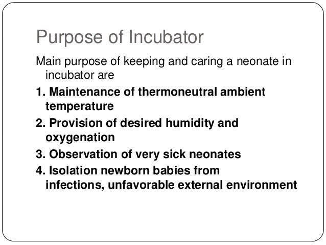 care of neonate in incubator