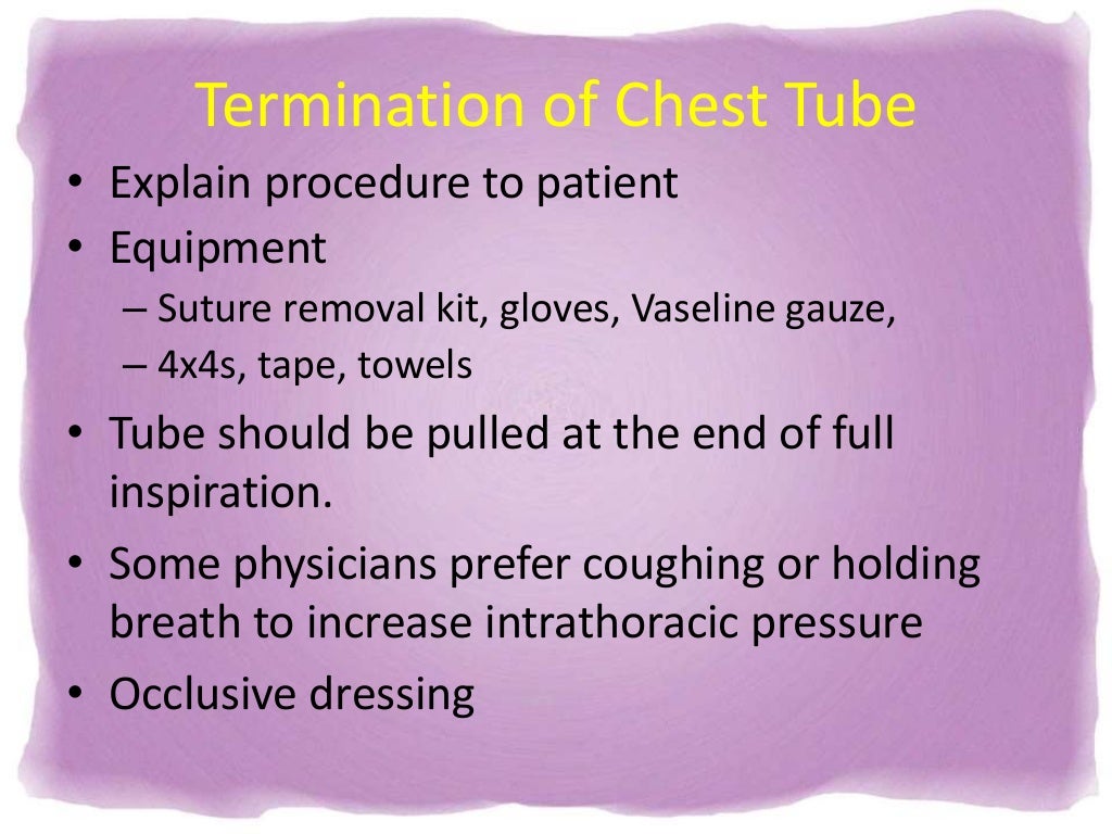 Care of patient with chest drainage system