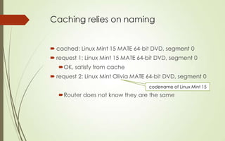 Caching relies on naming
 cached: Linux Mint 15 MATE 64-bit DVD, segment 0
 request 1: Linux Mint 15 MATE 64-bit DVD, se...