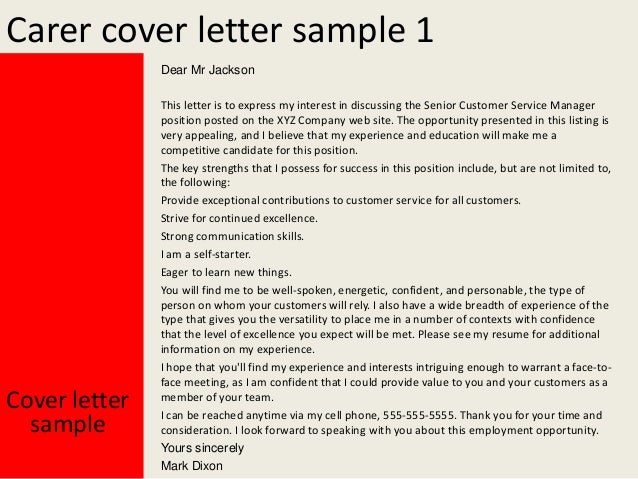 Carer cover letter