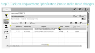 Step 6-Click on Requirement Specification icon to make more changes
 