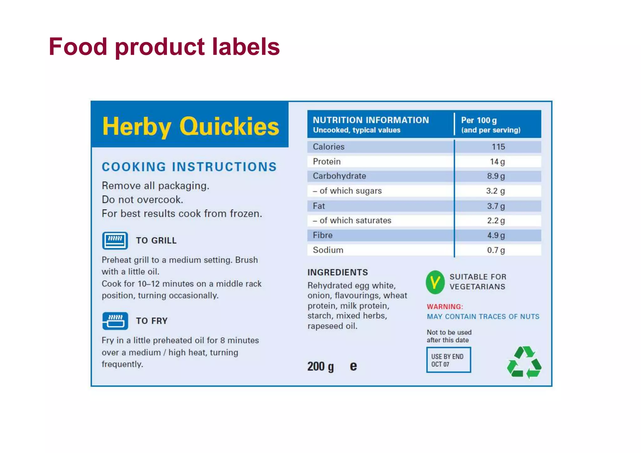 Food product labels