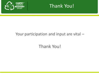 Your	participation	and	input	are	vital	–
Thank	You!
Thank	You!
 