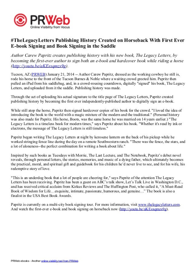 press release carew papritz the legacy letters pr web release letters