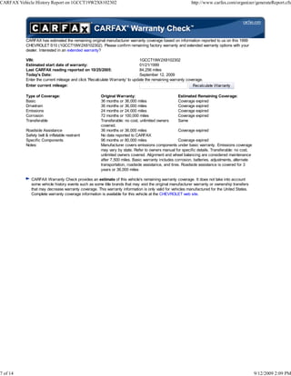 Carfax Vehicle History Repo.. | PDF