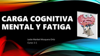 CARGA COGNITIVA
MENTAL Y FATIGA
Leslie Maribel Mosquera Ortiz
Curso: 1-1
 