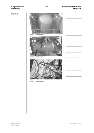 Cargador 994D                               150                    Material del Estudiante
DMSE0002                                                                         Modulo 8

PARTE B
                       2                               1




                   Figura 8.3 Componentes




                       3   4

                                                           6

                                            5




                                                               7




                   Figura 8.4 Componentes




                                                  10




                                                  11




                   Figura 8.5 Componentes




FERREYROS S.A.A.                                                             Desarrollo Técnico
FCR – Ago02
 