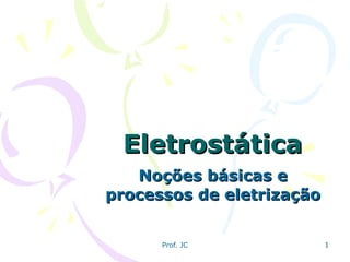 Eletrostática Noções básicas e processos de eletrização 