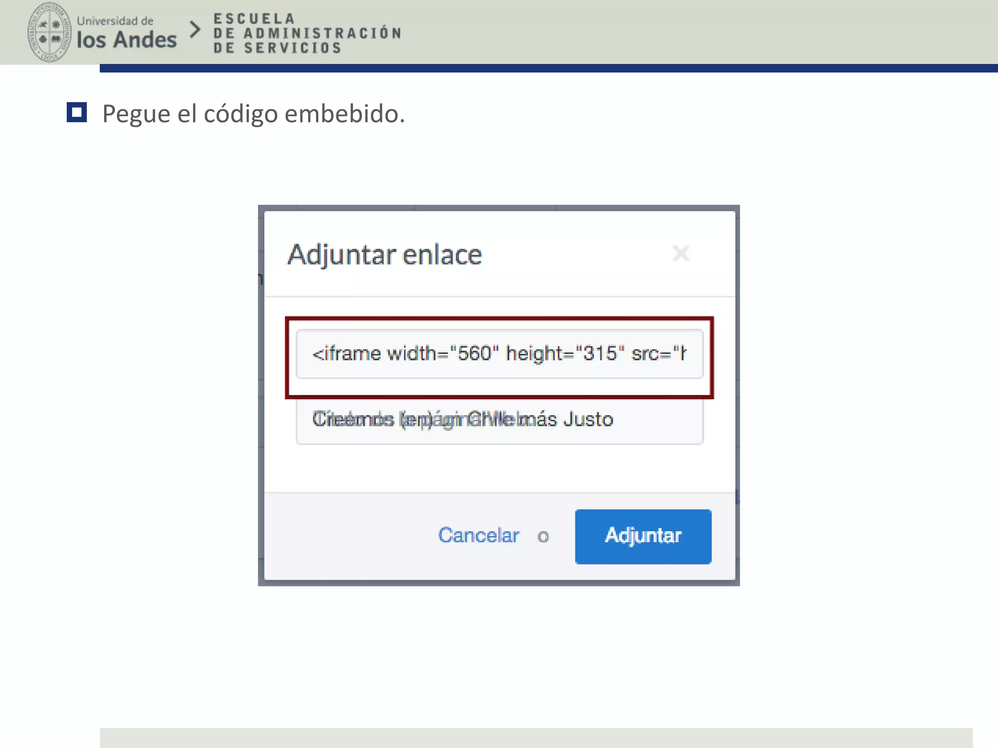  Pegue el código embebido.