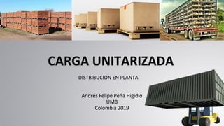 CARGA UNITARIZADA
DISTRIBUCIÓN EN PLANTA
Andrés Felipe Peña Higidio
UMB
Colombia 2019
 