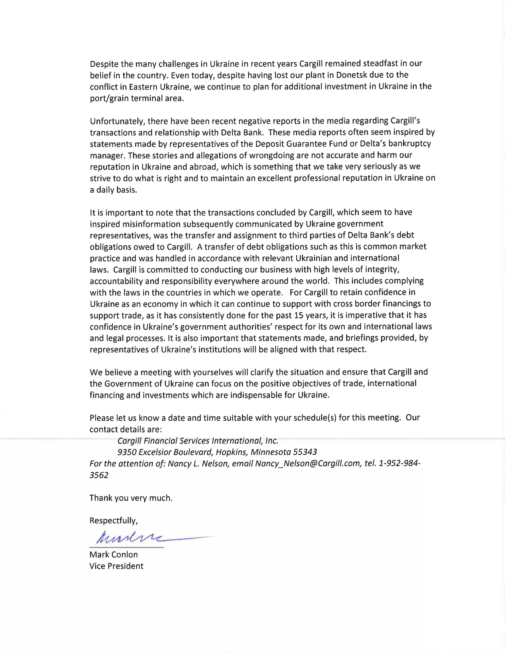 Cargill Letter | PDF