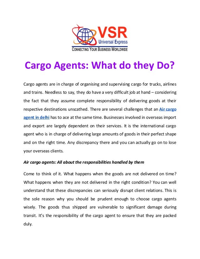 Cargo agents what do they do