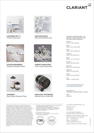 Desiccants, Humidity Indicators and Oxygen Absorbers By Clariant Cargo ...