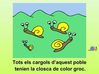 2




Tots els cargols d’aquest poble
 tenien la closca de color groc.
 