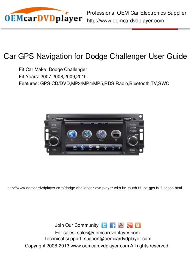 Car GPS Navigation for Dodge Challenger User Guide